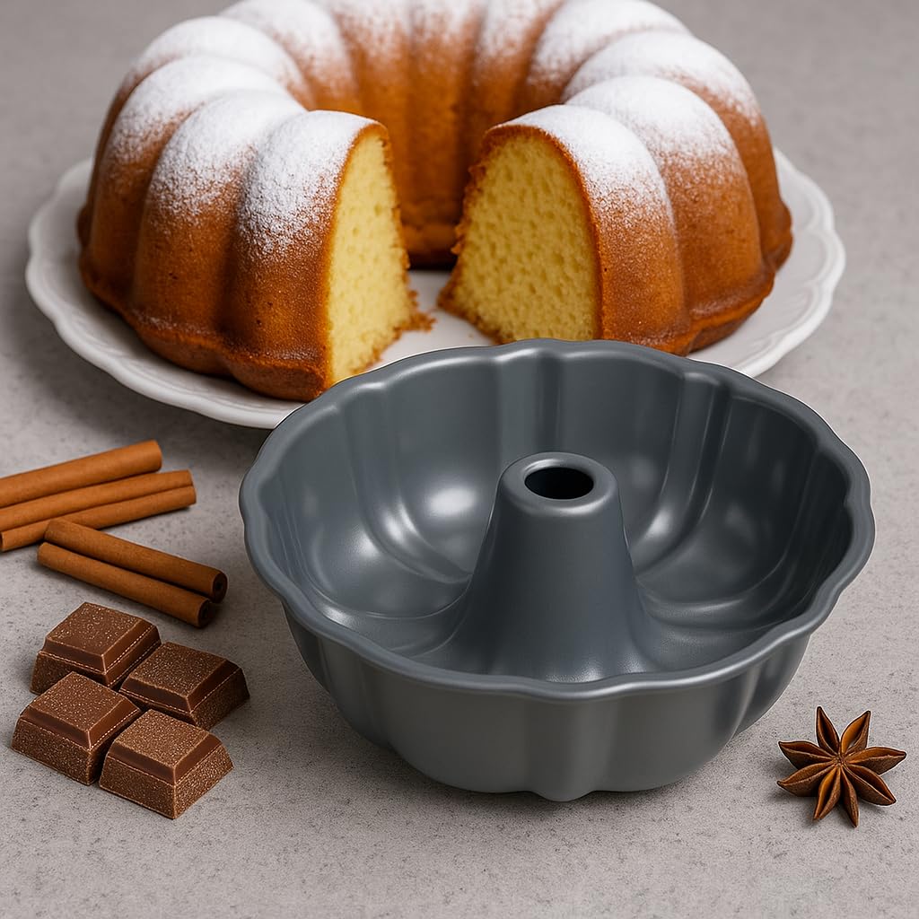 Molde antiadherente de 10 pulgadas para tartas de libra, magdalenas, pastel de comida de ángel, pastel de café y más, fácil liberación, apto para lavavajillas, apto para horno, resistente 5