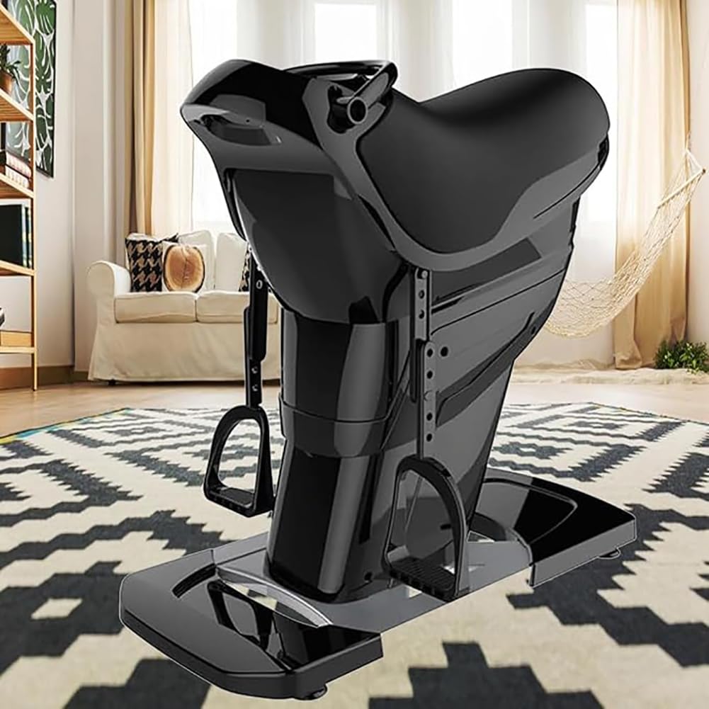 QUSYZD Portable Electric Horse Riding Machine, 200W Indoor 3D Simulation Horse Riding Fitness Machine with LCD Display, 20 Speed Settings, Abdomen Waist Leg Fitness Equipment,Black