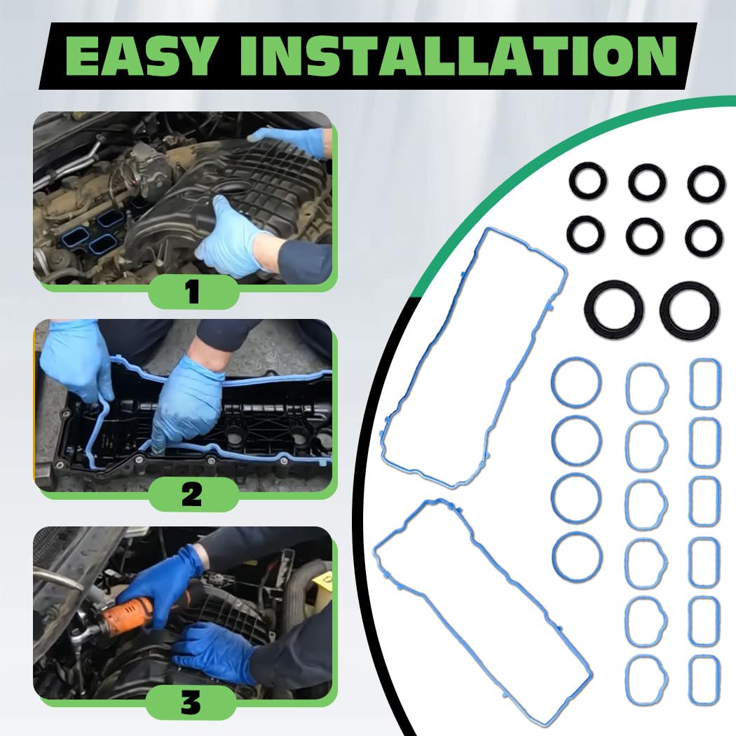 3.6L Valve Cover Intake Manifold Gaskets VS50805R for Jeep Dodge 200 300 Challenger Charger 3.6 L V6 2011-2022 Journey Durango Wrangler Ram ProMaster 1500 2500 3500, Replace 5184596AE
