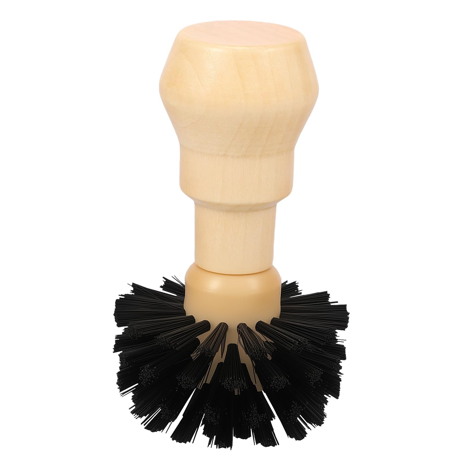 Coffee Portafilter Cleaning Brush,10x6cm Espresso Machine Portafilter Brush with Wooden Handle,Washable Plastic Bristles for 58mm Portafilters Basket(Log Color)