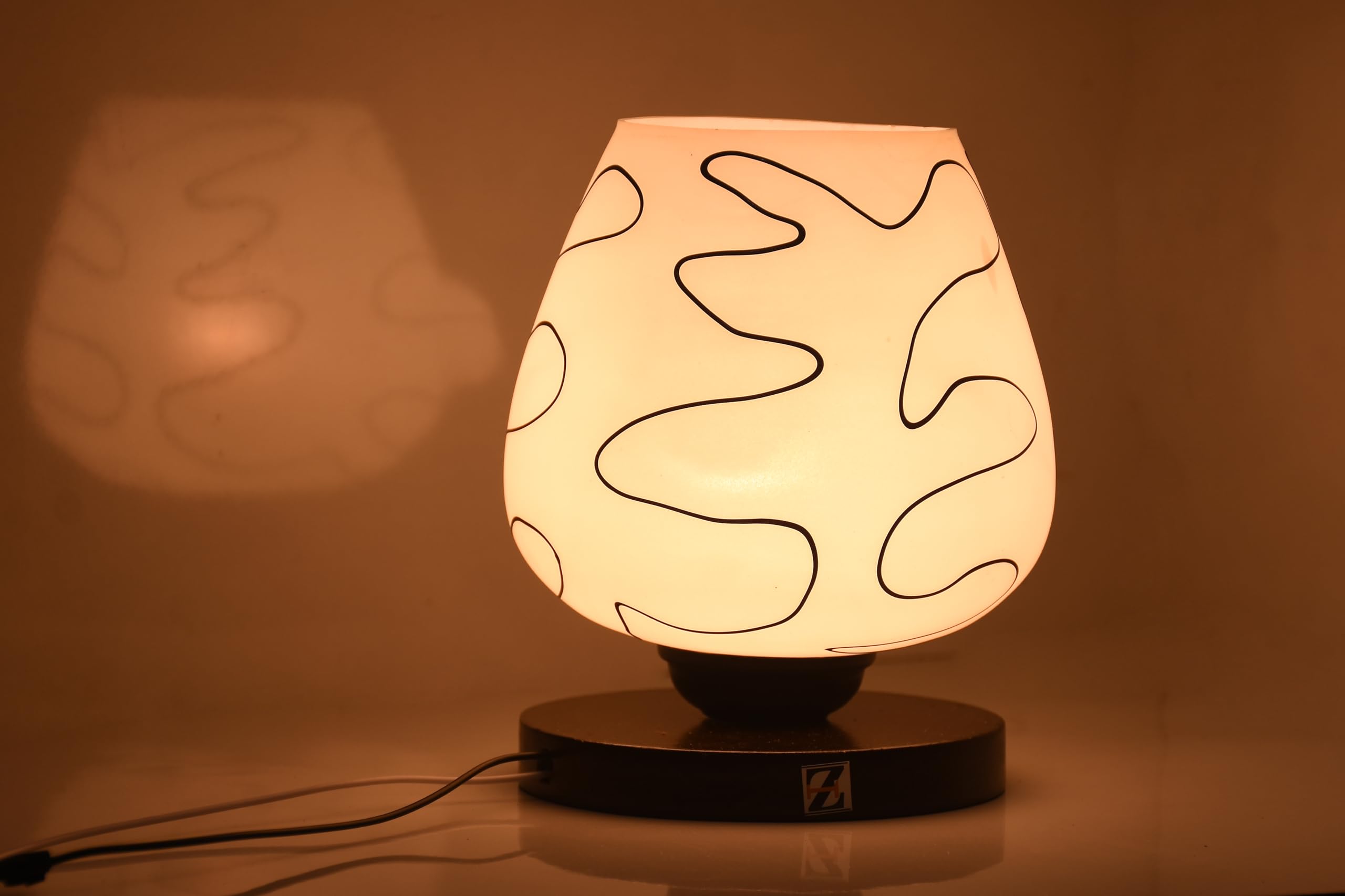 Modern Table Lamp with Glass Shade, Wood Base, 20" Height, Night Stand Reading Light, Bulb Included-image-41