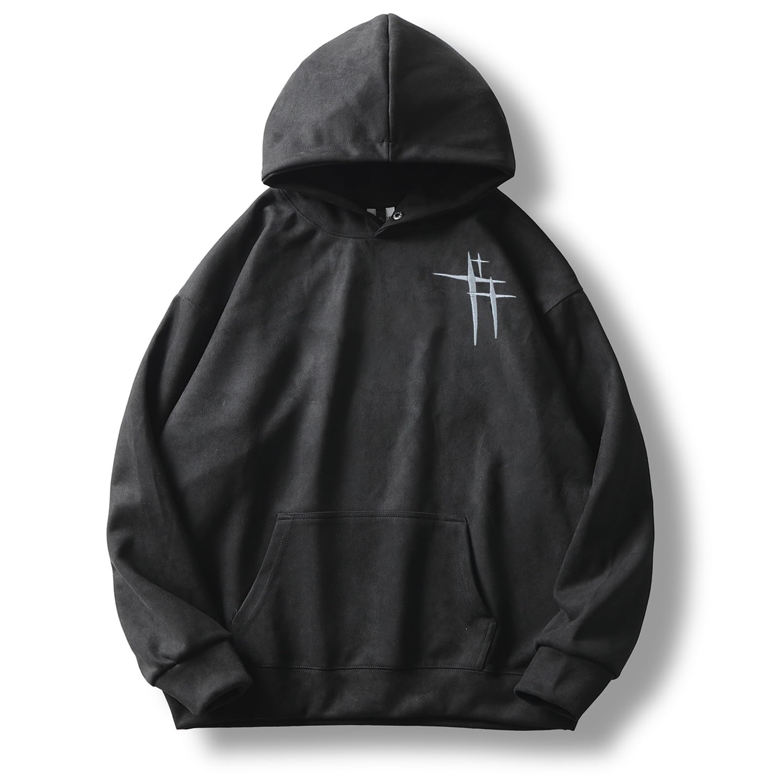 GURUNVANI Mens Faux Suede Hoodie Pullover Graphic Embroidered Hooded Vintage Hoodie Sweatshirts