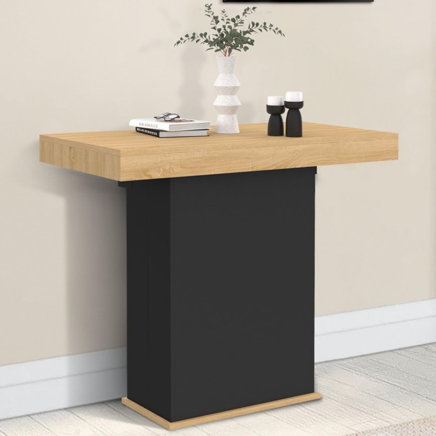 IDMarket - Mesa consola extensible Eden 14 personas 300 cm Madera y Negro