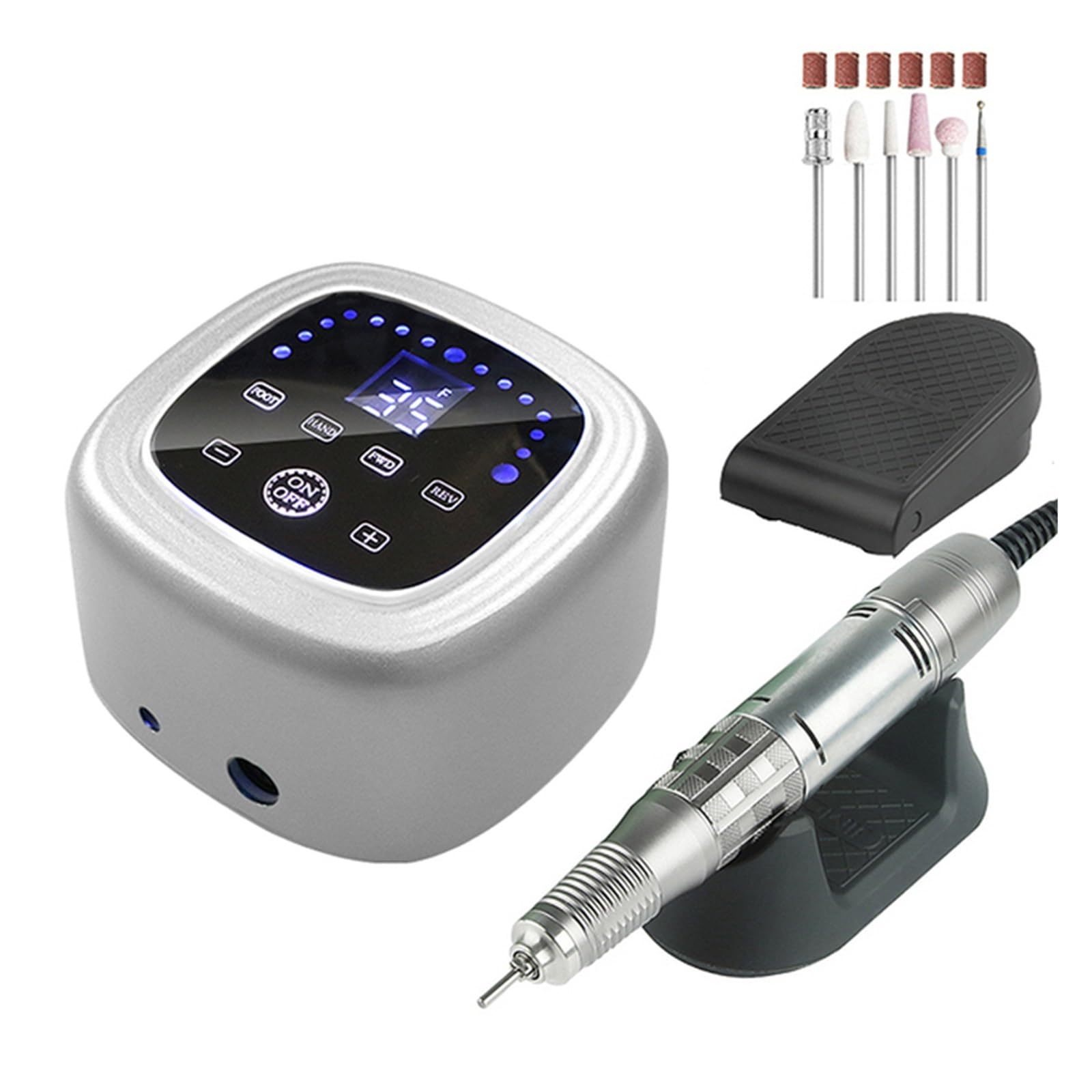 Wiertarka do paznokci, 35000 obr./min Maszyna manicure Frez Pedicure Elektryczny pilnik , profesjonalne narzędzie zdobienia ,Niskie wibracje(Sliver)