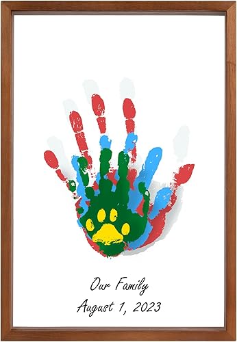 Miniatura 9 de Kit de huellas de manos familiares transparentes  Regalos para nuevos padres, regalos familiares  Marco de madera de recuerdo hecho a mano  5