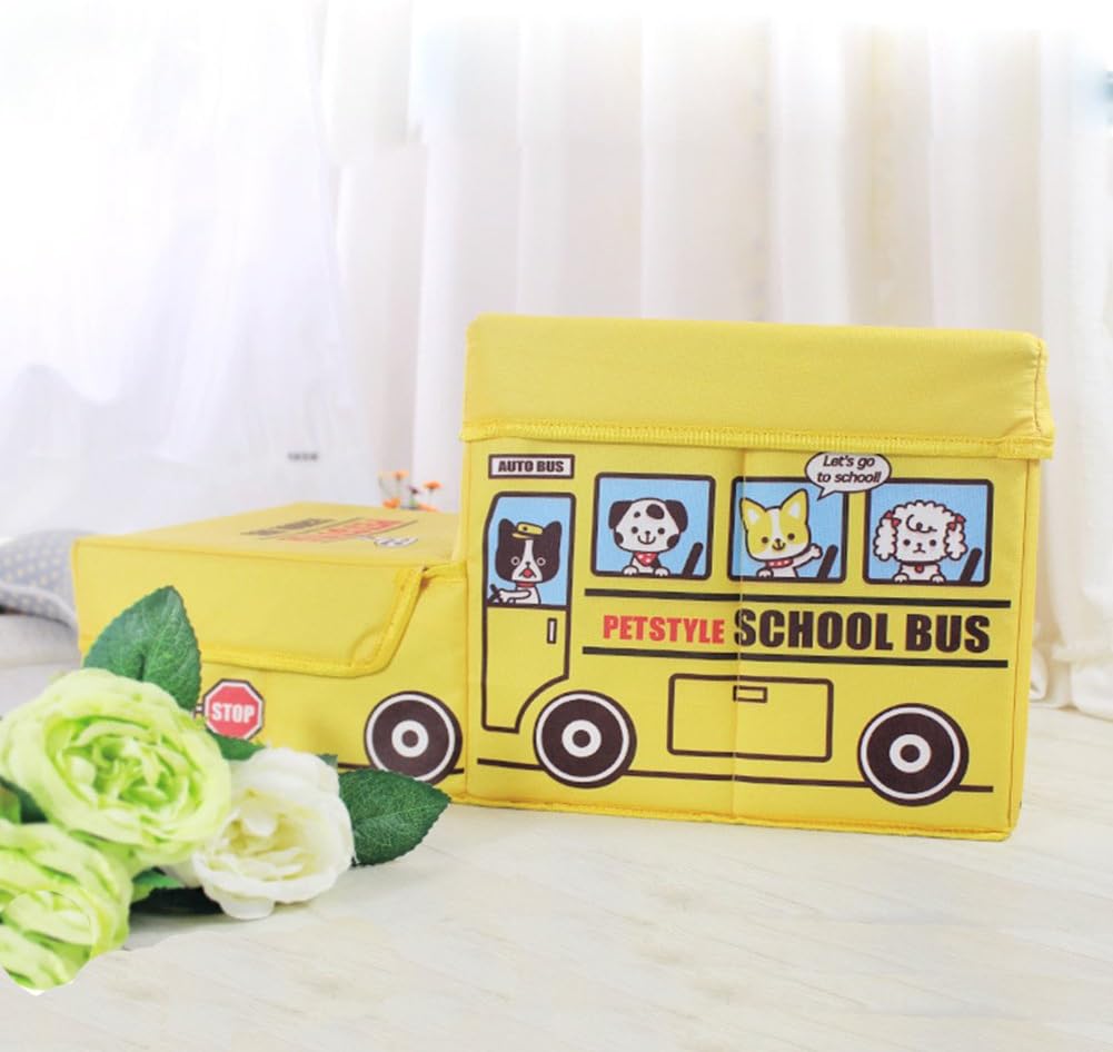 review Creation Core Creative School Bus Foldable 2-Step Pet Stair Pet Kids Storage Box Bin for Puppy and Cat