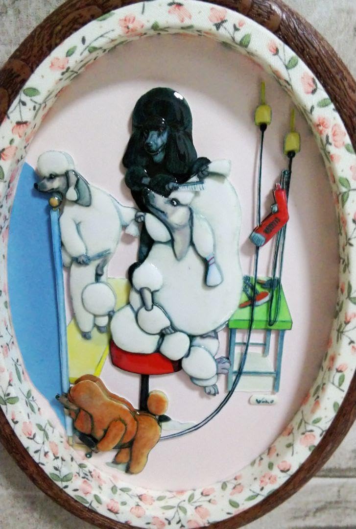 ヤマモトヨーコ　シャドーボックス　プードル Amazon.co.jp: ヤマモトヨーコ 山本容子 犬 丸型 シャドー