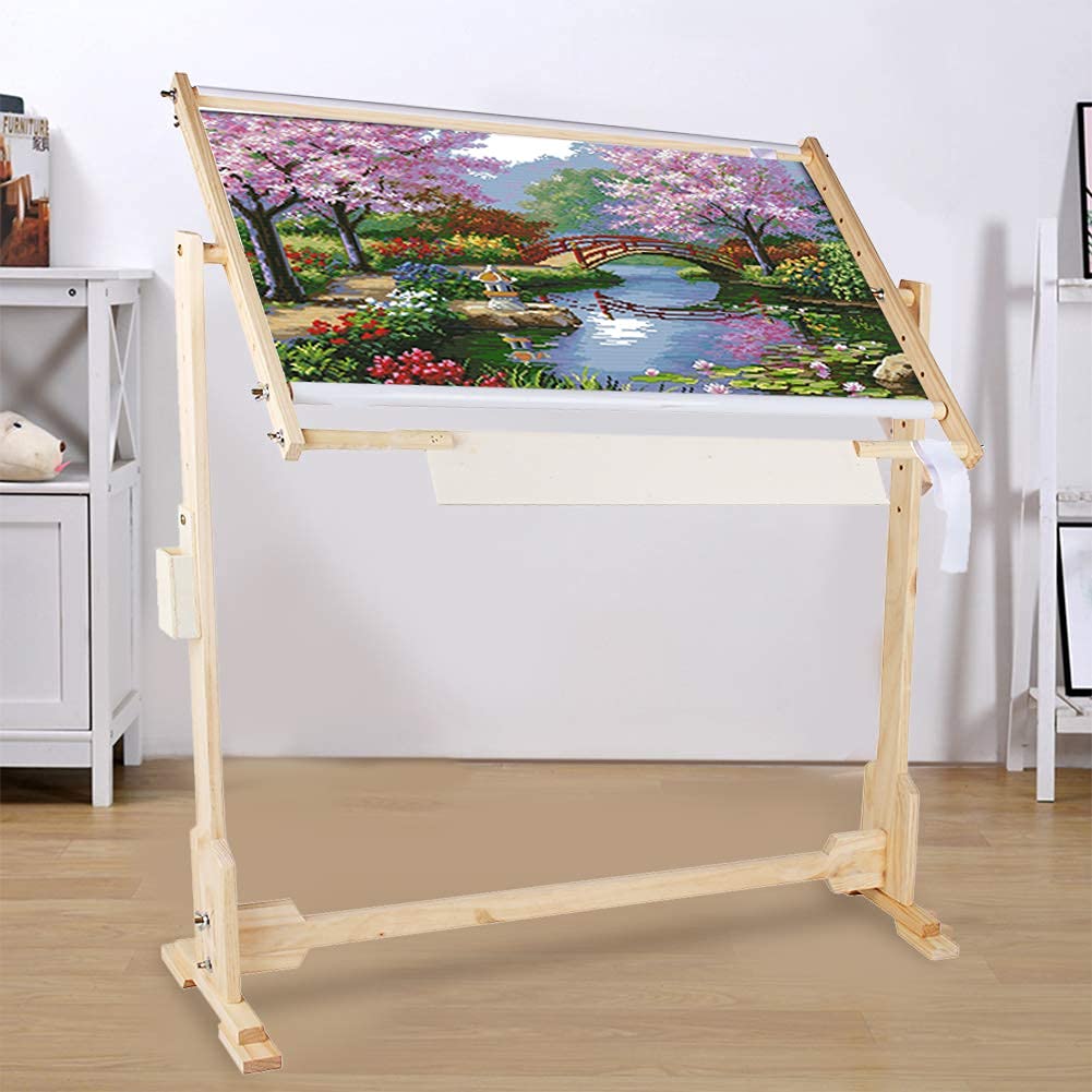 Stickrahmen Holz, Cross Stitch Stand Kreuzstich Ständer 360 ° Verstellbarer für Kreuzstich-Nadelarbeiten 80cm