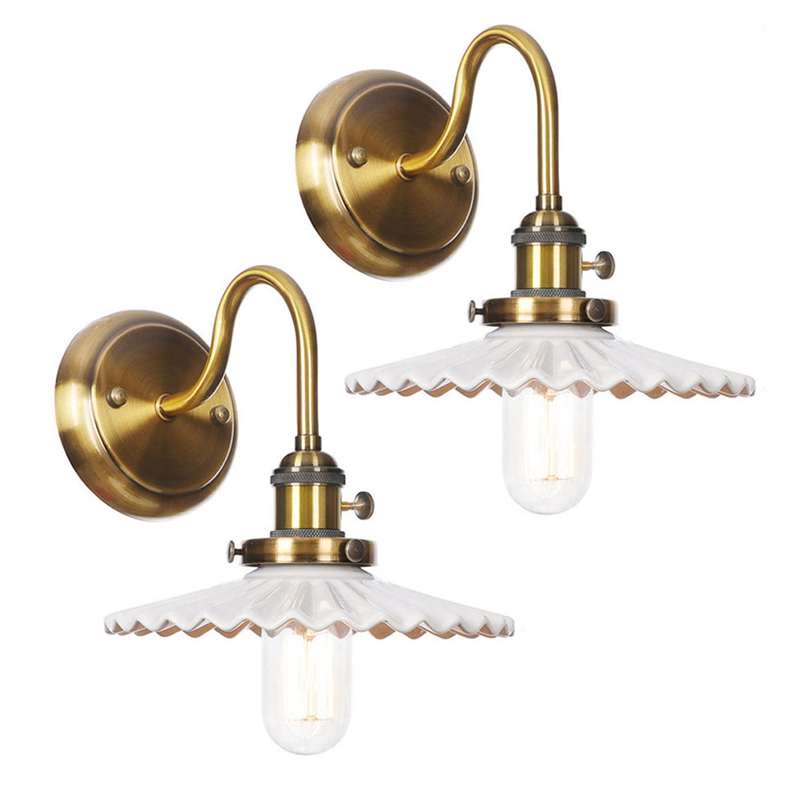 2 Pack Wall Lights, Vintage Wall Light Fittings Wall Sconce Lamp, with Clear Glass Lampshade, Metal Wall Sconce E27 Base for Loft Bar, Kitchen, Living Room,N