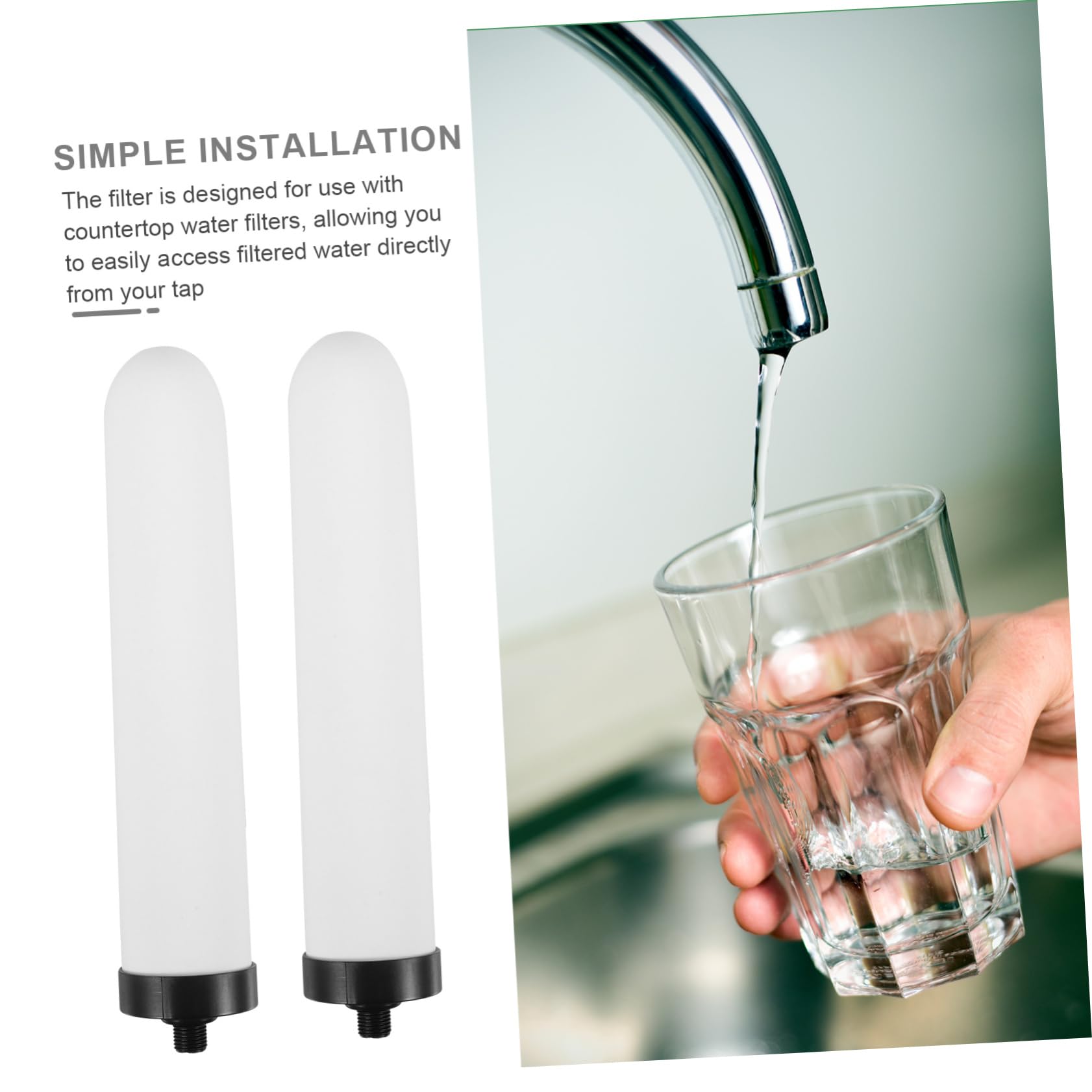 DOITOOL Filtros de Agua de Cerámica Repuesto Sistema de Filtración Práctico para Encimera, Elemento Filtrante de Alta Eficiencia para Agua Potable, 2 Unidades para Uso Doméstico