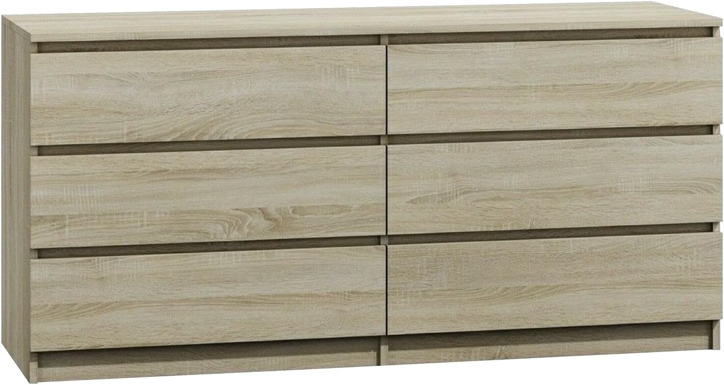 – Large Chest of Drawers for Bedroom, 6 Drawer Sonoma Dresser with Metal Runners, Bedroom Furniture Storage Cabinet for Clothes, Contemporary Design, Easy Assembly