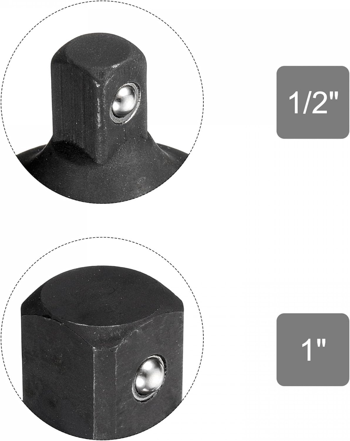 uxcell 1" (F) to 1/2"(M) & 1/2" (F) to 1"(M) Impact Socket Adapter Set of 2 Pcs, Female to Male, CR-MO Steel