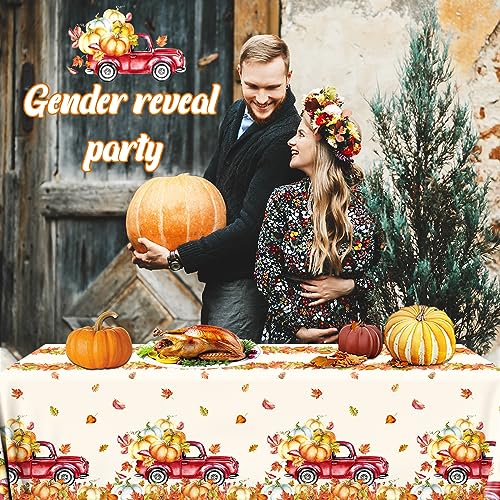 Image of Fall Tablecloth, 3 Pcs Thanksgiving Tablecloths, Pumpkin Rectangle Fall Plastic Tablecloth,Maple Leaf Pumpkin Table Cover for Fall Themed Thanksgiving Party Supplies, 108 x 180 cm