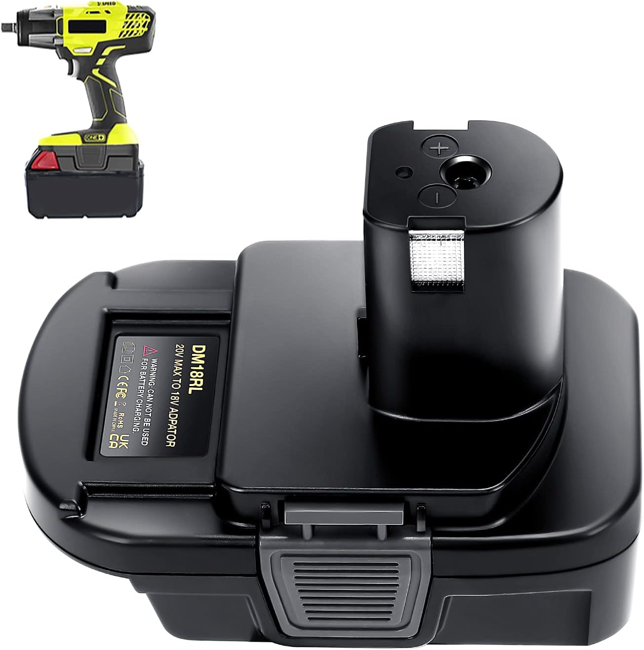 LaiPuDuo DM18RL Battery Adapter for Milwaukee for Dewalt 20V/18V Lithium Battery Convert to for Ryobi 18V ABP1801 P108 Battery