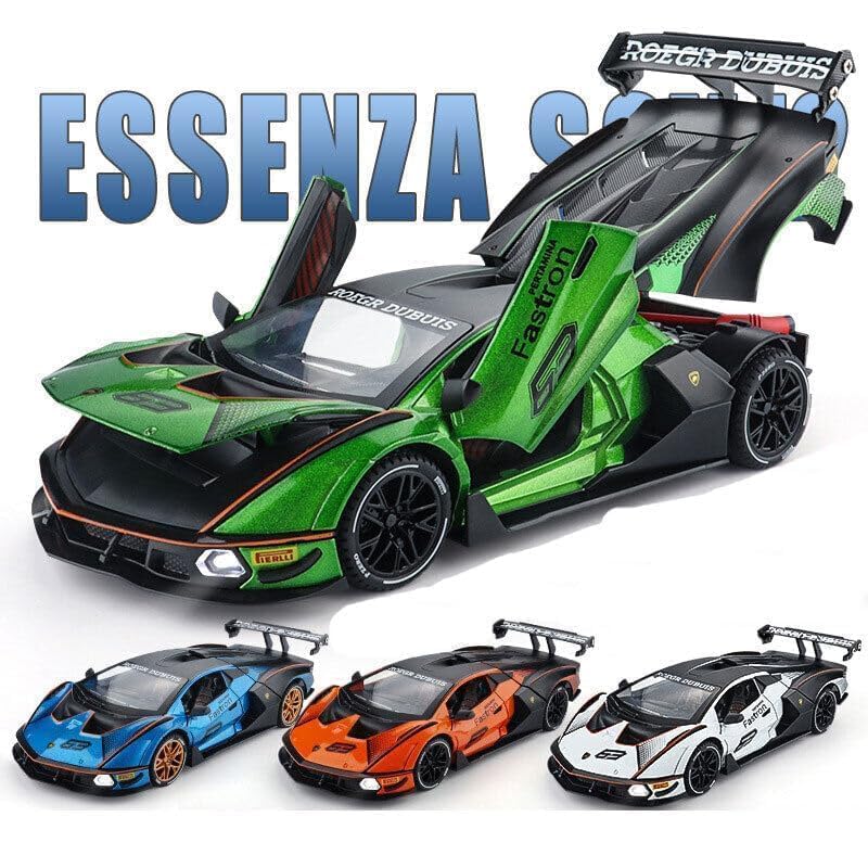 Image of Exclusive Alloy Metal Pull Back Die-Cast Car Diecast Metal Pullback Toy Car with Openable 6 Doors,Light Music Boys Gifts Toys (1:24 Lamborghini Essenza - White)