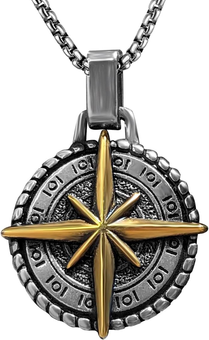 bahamut Greek Jewellery Sun Star Amulets Pendant Necklace for Men Vintage Protective Jewelry,Lucky Charm with Chain