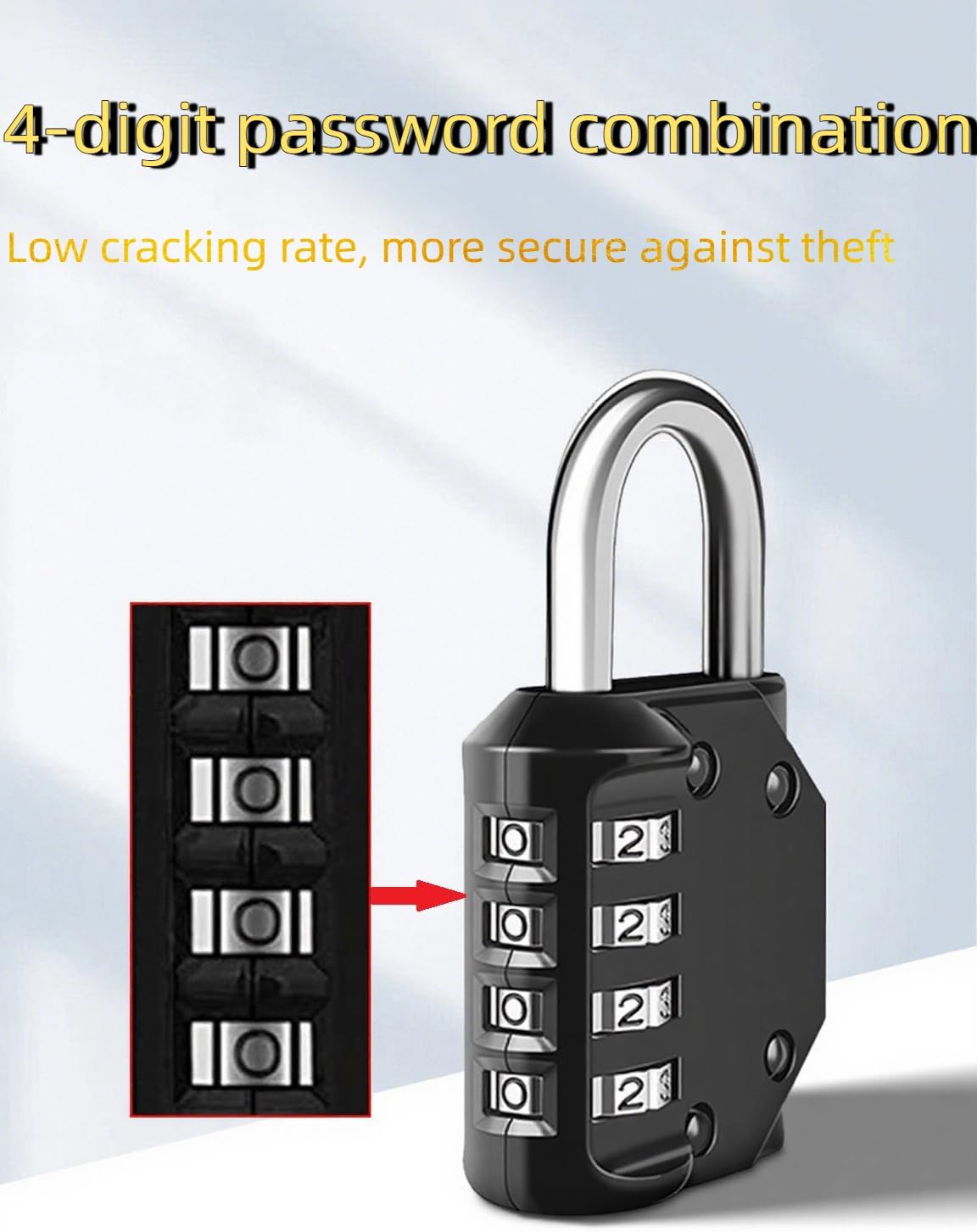 2 Pack Combination Lock, 4 Digit Resettable Locker Lock, Heavy Duty Waterproof Metal Padlock for Indoor Outdoor Use, Ideal for Gym, School, Luggage, Gate, Fence, Cabinet, Toolbox