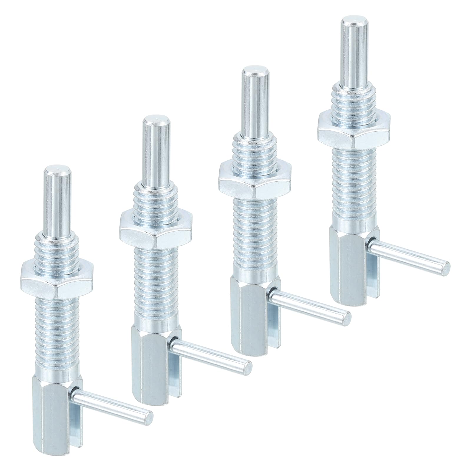 uxcell 4 Pcs Retractable Indexing Plunger Pin, M10 l Spring Plunger Carbon Steel Spring Loaded Latch Telescopic Locking Pin with Nut for Machinery