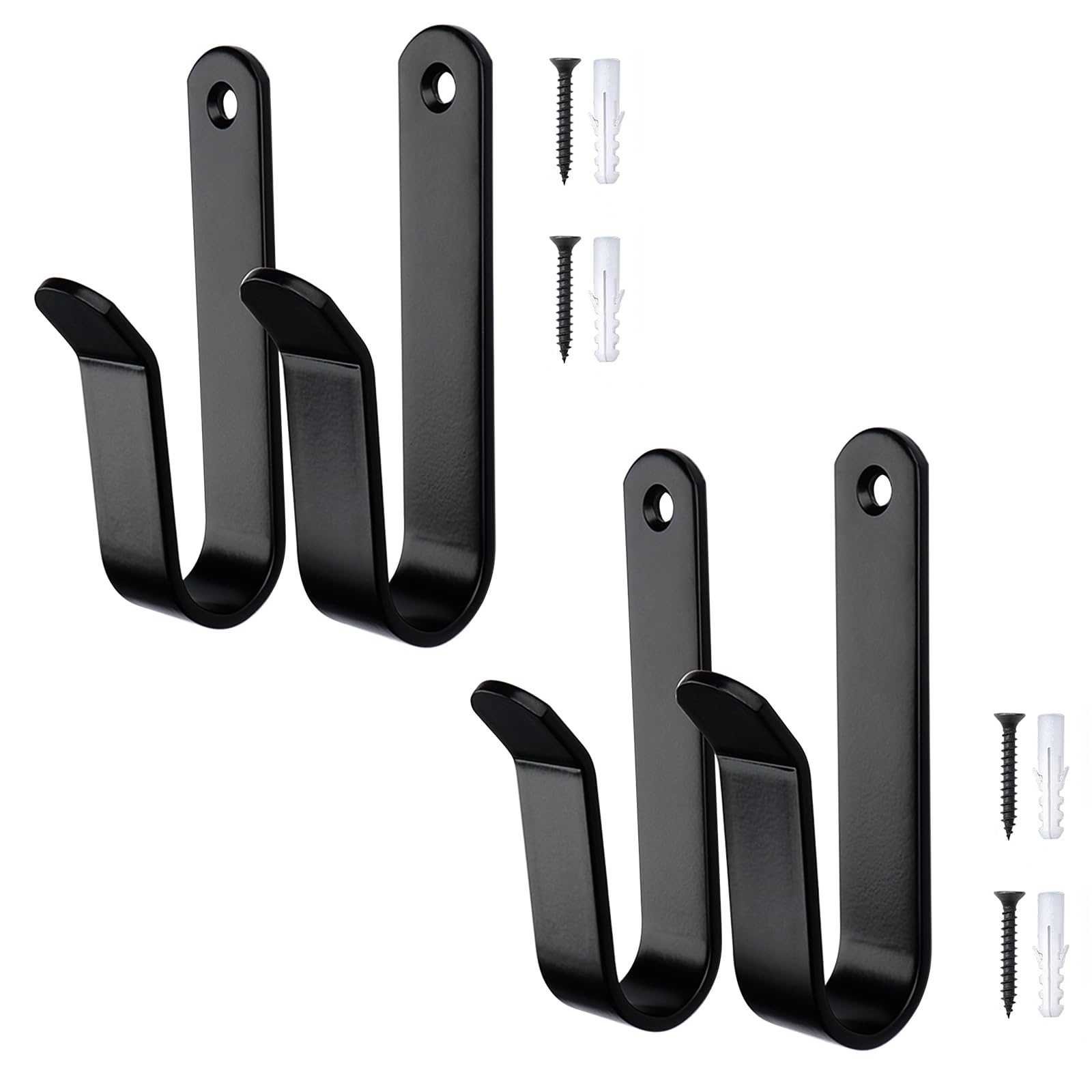 4 Pack Snowboard Wall Mount Rack Hook Clips, Horizontal Skateboard Snowboard Storage Wall Mount Clips, Snowboard Wall Hanger Holder, J Hooks for Indoor Home Room Garage