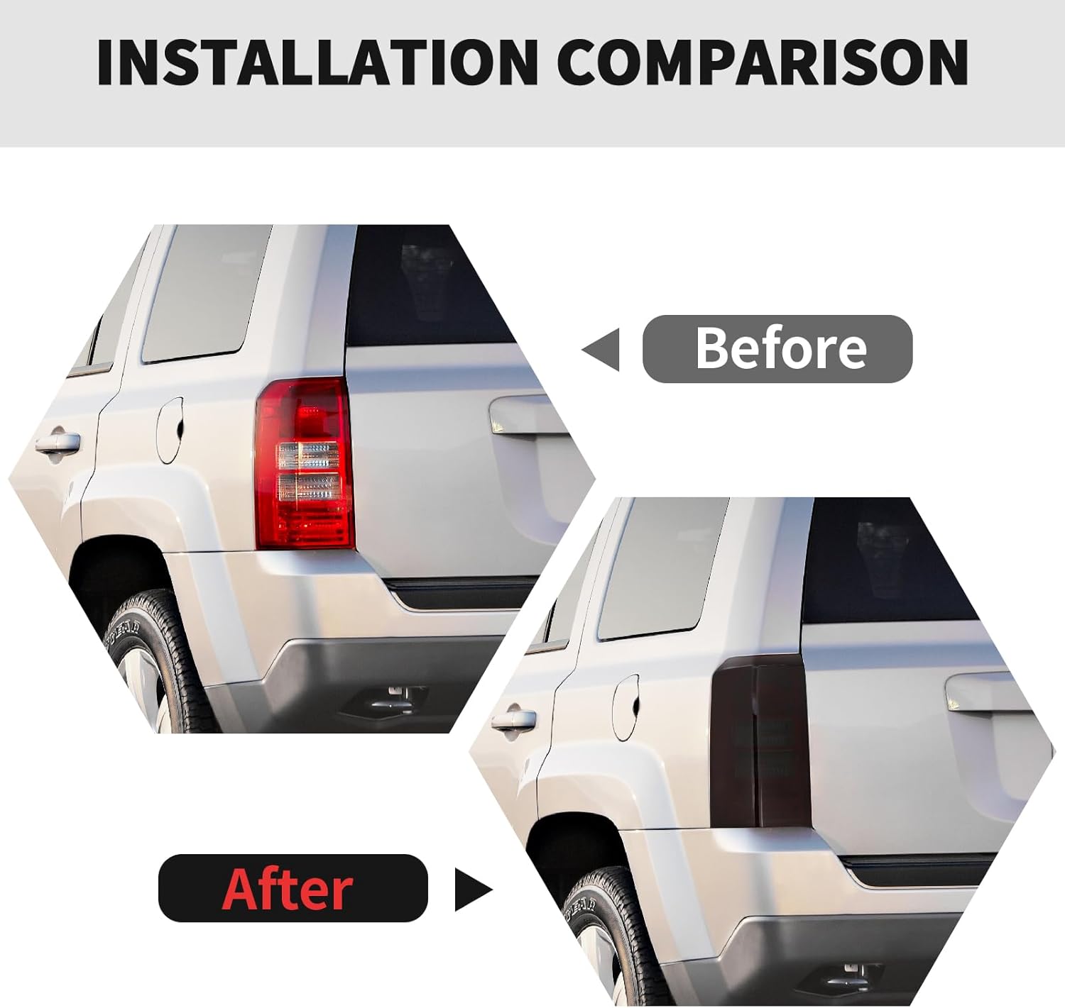 RT-TCZ Smoked Black Tail Light Lamp Cover Guard Trim Decoration Exterior Accessories for Jeep Patriot 2011-2016