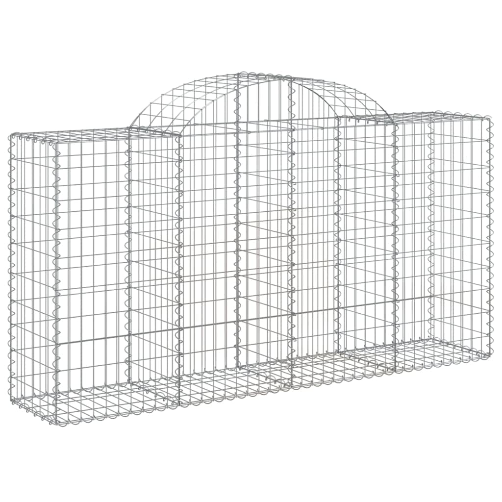 Kosze gabionowe łukowe 8 sztuk 200 x 50 x 100/120 cm ocynkowane żelazo do dekoracyjnych i dźwiękochłonnych barier ogrodowych, stabilna konstrukcja do przechowywania, zastosowanie na podwórku