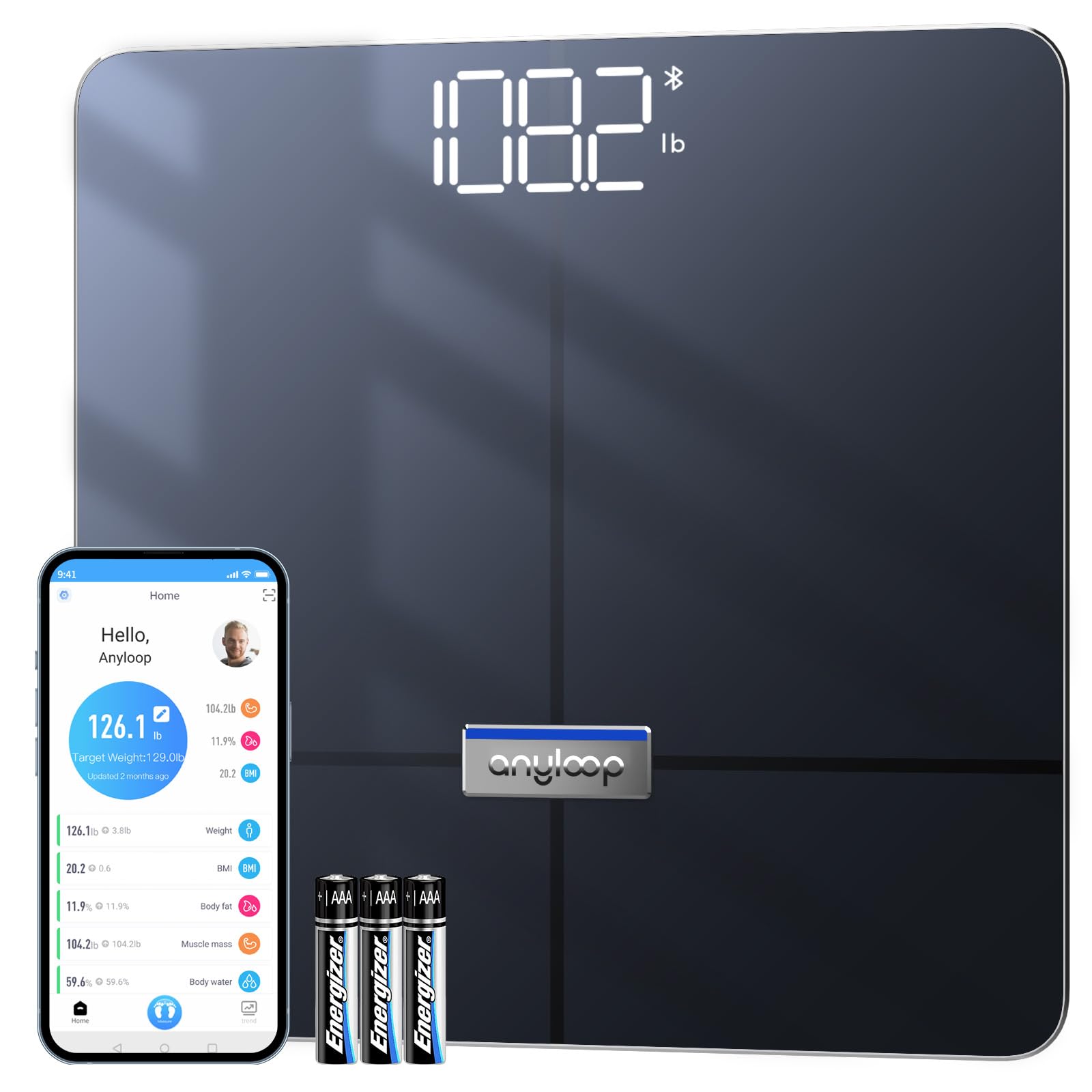 Smart Scale for Body Weight and Fat, 14 Body Composition Analysis Digital Scale with Weight Muscle BMI, Bluetooth Scale Body Fat Scale Weighing Scales for People, 400lb, Black