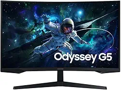 Monitor Gamer Samsung Odyssey G5 32, Resolução QHD, Taxa de atualização de 165Hz & 1ms de tempo de resposta (MPRT), Curvatura com 1000R, HDR 10, AMD FreeSync, Eye Saver Mode & Flicker Free Mode