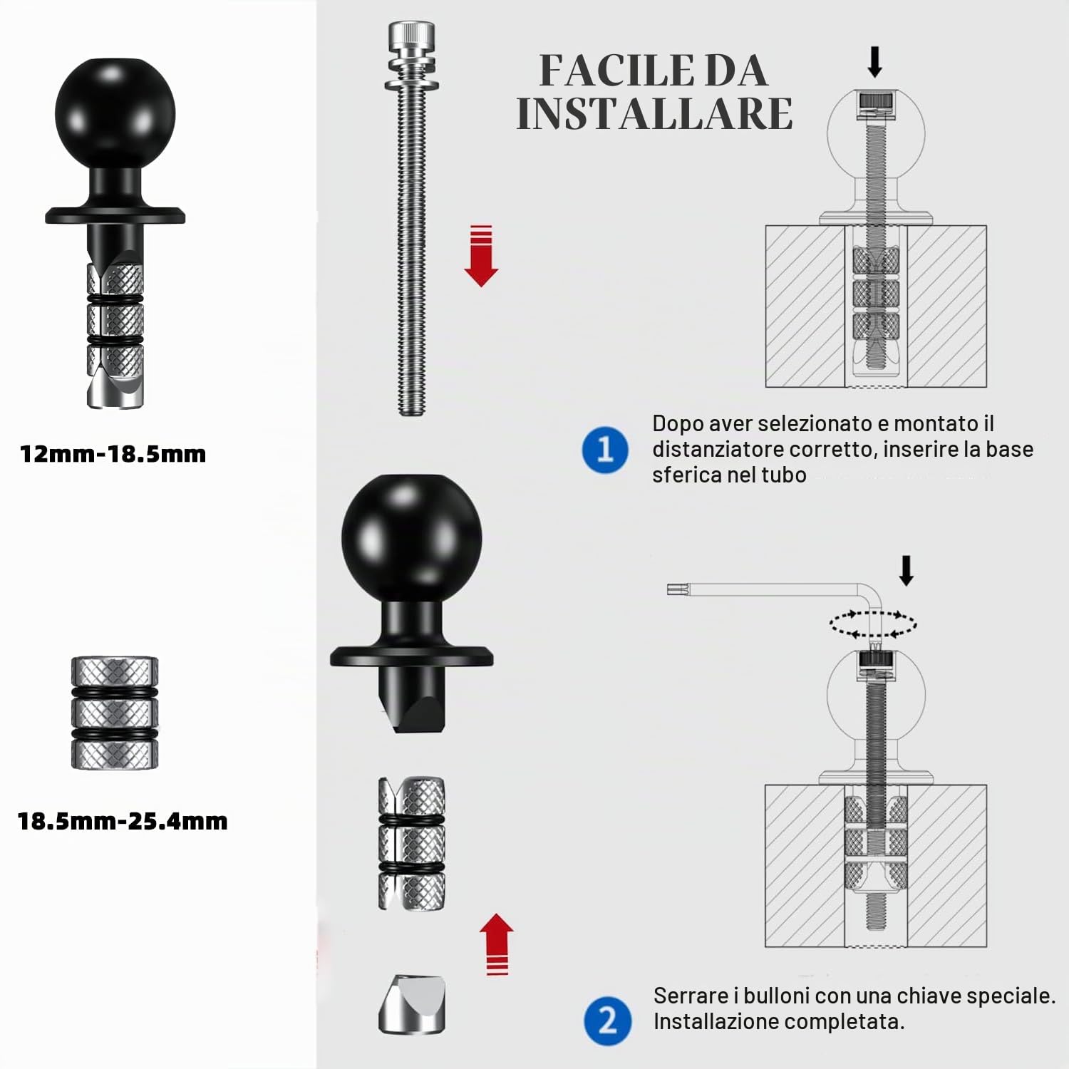 iMESTOU Moto Forcella Stelo Telefono Mount Senza Fili/USB C Caricabatterie con RAM 25mm Palla si Adatta per Ducati, Honda, BMW... con Fori Della Forcella Diametro 12-25,4mm per 4,0"-6,8" Telefoni