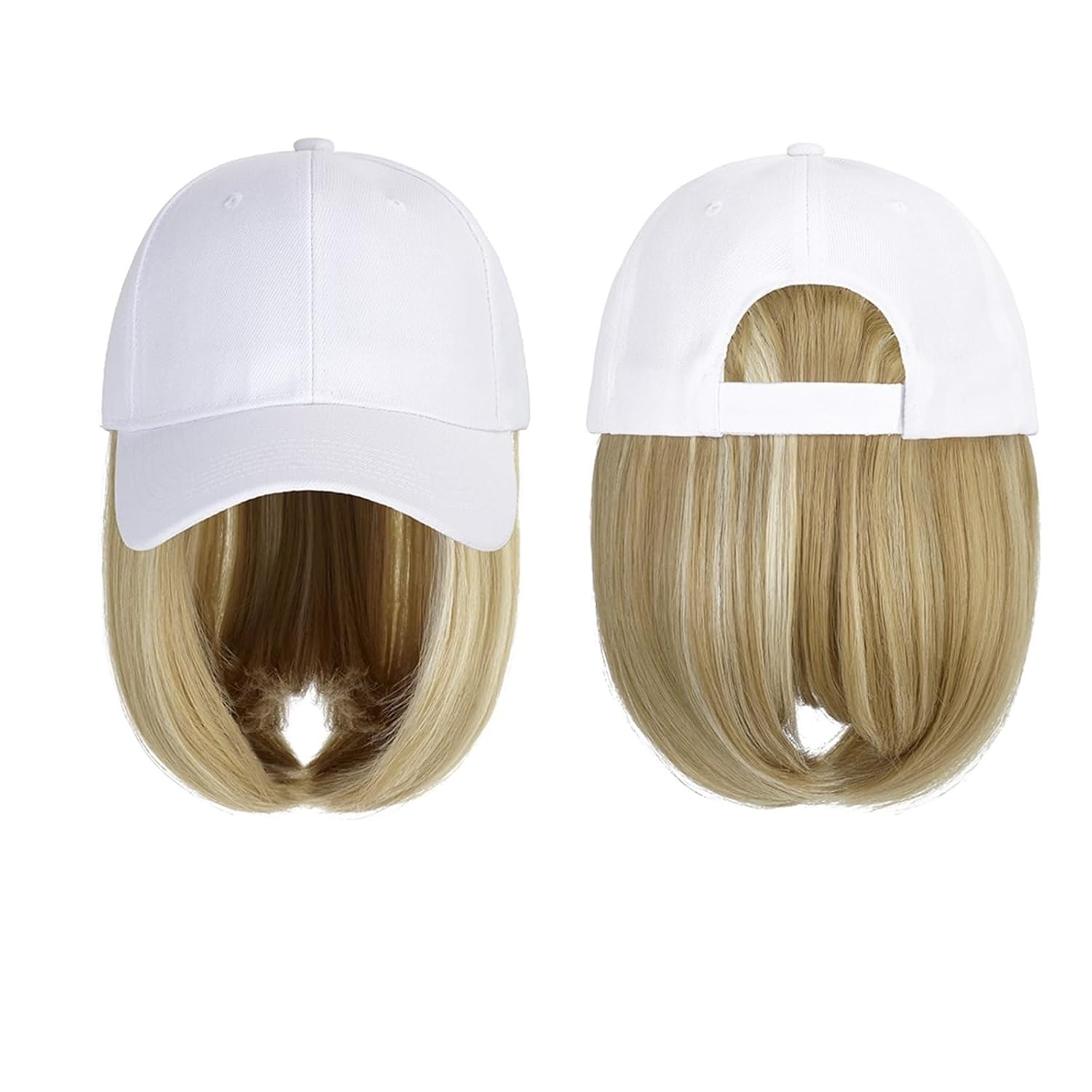 GSOUL Hat with Hair Baseball Cap Wig Synthetic Hat With Hair Natural Black Wigs Naturally With Bobo Adjustable For Women