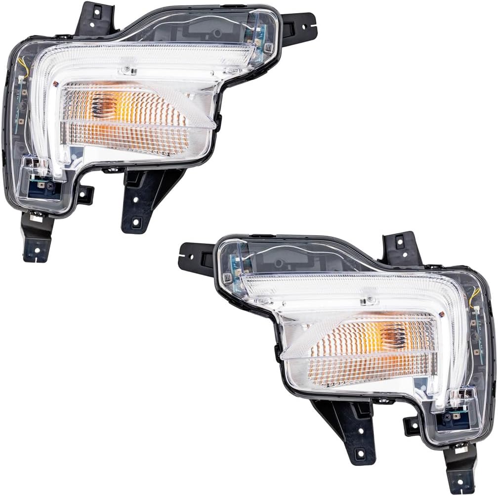 KarParts360 For Buick Enclave 2018 2019 2020 2021 Turn Signal/Parking Light Assembly Driver and Passenger Side | Pair | Front | Clear Lens | CAPA | Replacement For GM2530140C, GM2531140C | 84444302