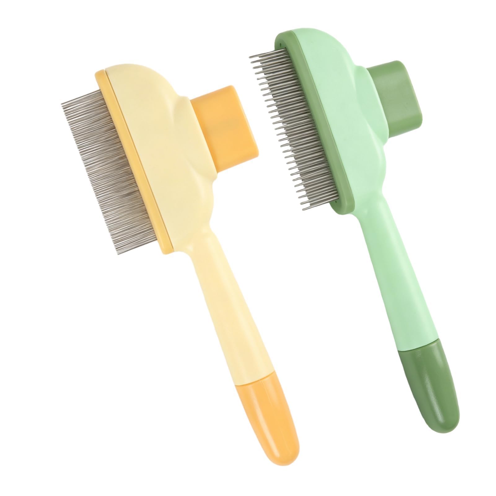 2 Pieces Self-Cleaning Brush for Dogs and Cats, Stainless Steel Comb for Removing Loose Hair, Knots and Dirt, for Long or Short Hair Pets