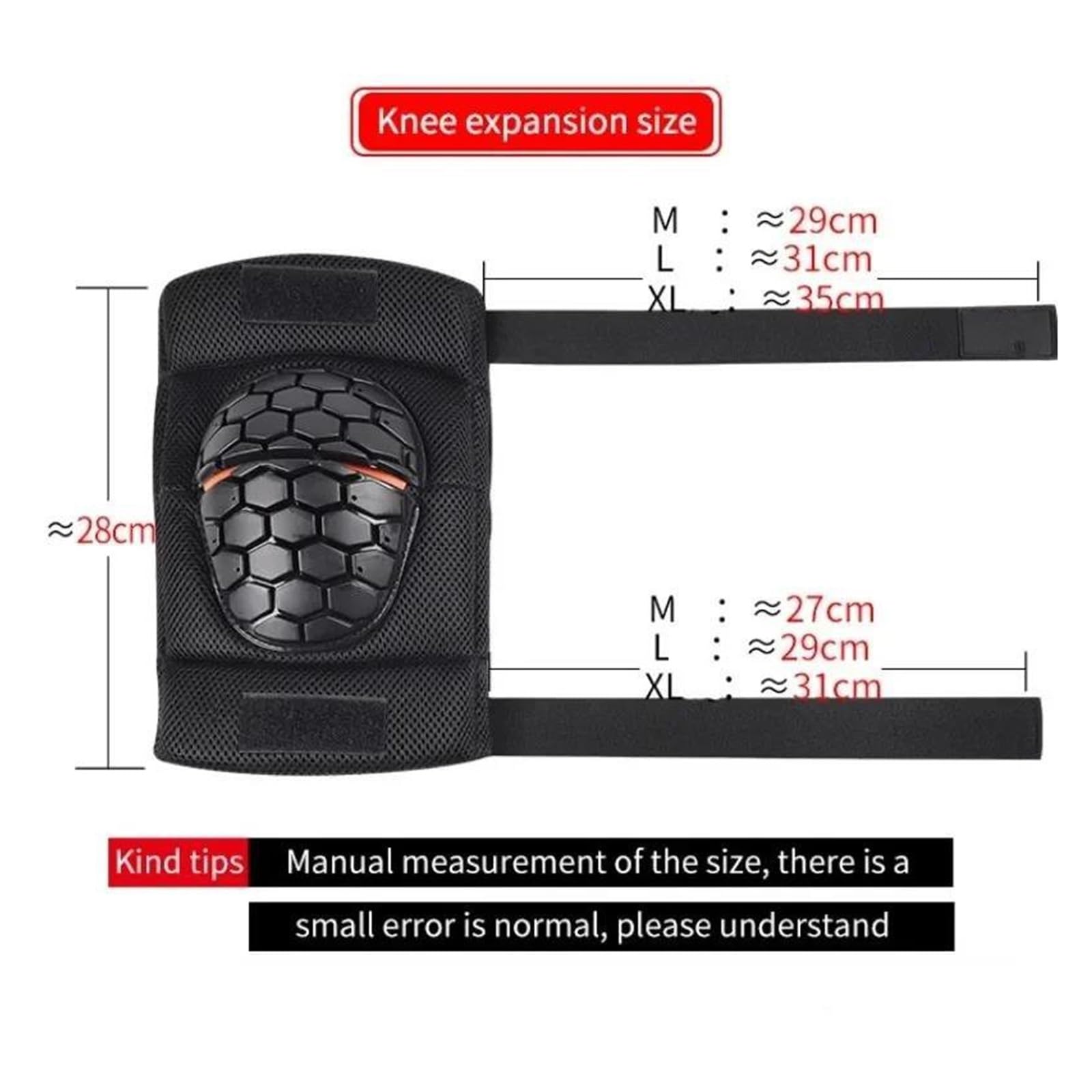 Regolabile Ginocchiera Pads Protector Armor Ginocchiere per moto Moto tattiche per biciclette Snowboard Inserti per ginocchiere anticaduta Protezione per equitazione Sport Motocross Rider(XL)