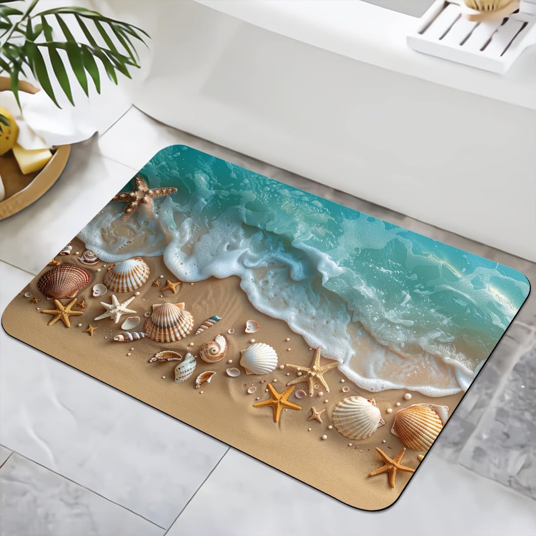 YISUMEI Badematte rutschfeste Badteppich 40x60cm Waschbar Schnelltrocknende Badezimmerteppich, Duschvorleger für Dusche, Badewannen, WC Deko (Sandstrand-2)