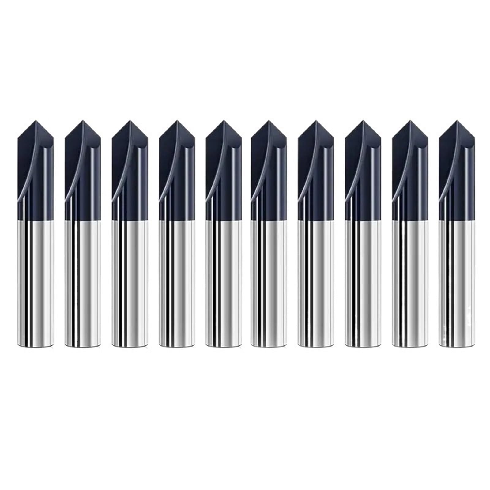 TBZOQAID 10pcs 90 Degree Chamfer End Mill 6mm Shank 2 Flutes Solid Tungsten Carbide V Groove Router Bit for Carving Deburr
