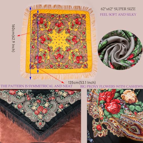 Russian Style Muffler Scarf Women's Traditional Scarf Wrap Tassel Shawl Fringes Neck Head Shawl Retro Scarf4