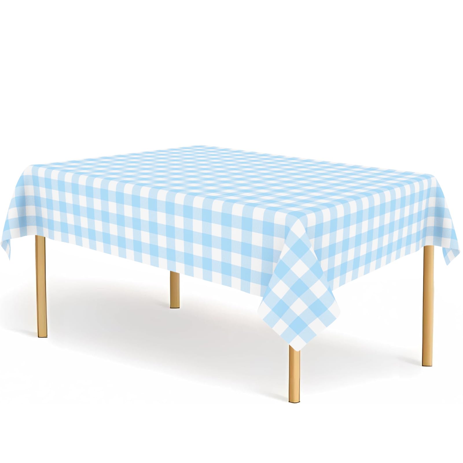 Photo 1 of 2 Pack Blue and White Checkered Tablecloth Blue Gingham Plastic Table Cloths for Parties Disposable 54x108 in Waterproof Rectangle Table Covers for Party Baby Shower Birthday Party Decorations