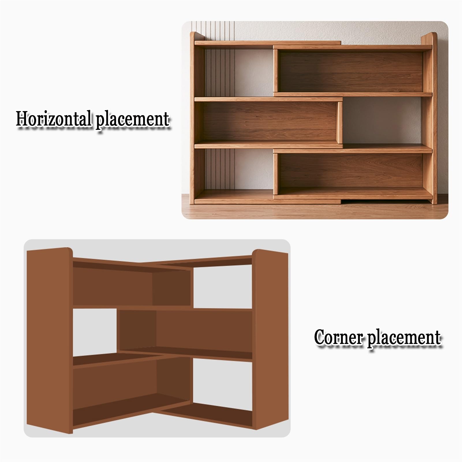 Étagère de bureau de rangement multicouche, bibliothèque de bureau escamotable pour coin, finition noix, gain de place, organisateur d'étagère de bureau
