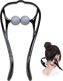 SoftSense Neck Massager for Pain Relief Deep Tissue, Dual Pressure Point Neck Massager, Handheld Massager Tool Suitable Legs, Waist, Neck and Shoulder Relaxer (Black)