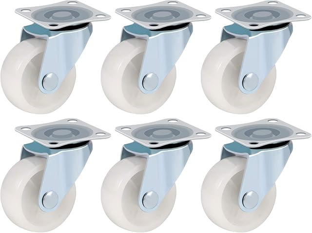 Xinzistar 6PCS Swivel Castors, Swivel Castors Wheels, Heavy Duty Caster Wheels, Trolley Furniture Trolley Wheels with Double Ball Bearings Swivel Head