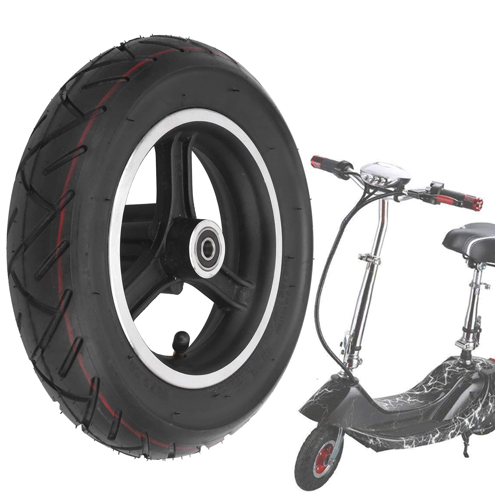 Pneu de scooter ¨¦lectrique 10x2.5 pouces pneu de roue Ebike avec roues de remplacement de moyeu de roue pour Ebike