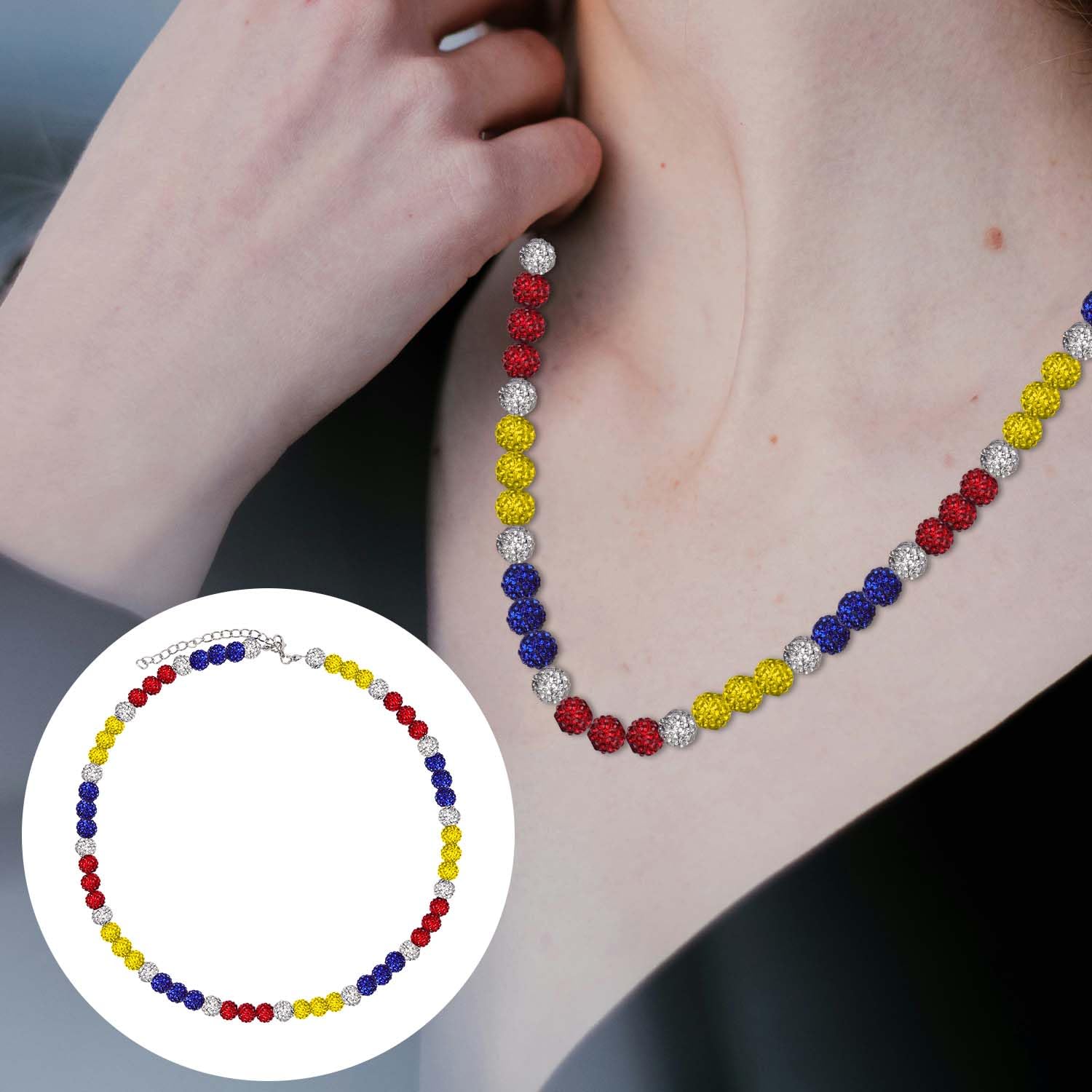 Collier de Baseball de Philadelphie Strass Scintillants Colliers Perles Inspirés Sport d'Athlète Bijoux pour Hommes Femmes 4 Couleurs