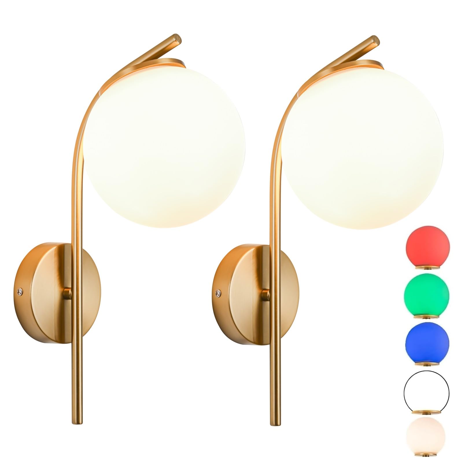 jengush Battery Operated Wall Sconce Set of 2,Wireless Glass Wall Light Fixtures with Remote,Rechargeable Sconces 12 Colors Dimmable for Dining Room, Living Room, Bedroom, Apartment(Gold