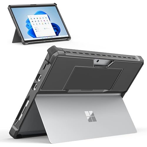 MoKo Case Fits Microsoft Surface Pro 8 13" 2021 Release Tablet,Plata | All-in-One Protective Rugged Cover Case, Hand Strap, Compatible with Type Cover Keyboard