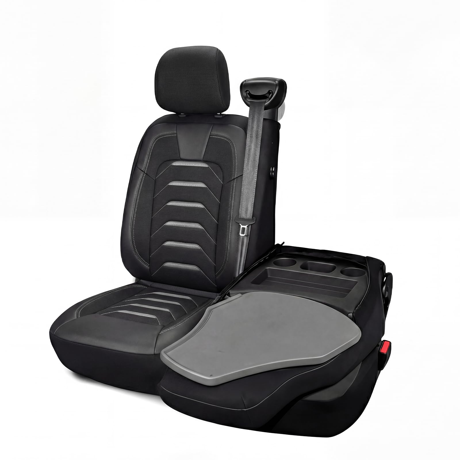 Housses de siège de voiture 2 + 1 pour Renault Master 4 / Nissan Interstar 3 2024-2026 - En lin - Ensemble de sièges avant droit passager divisé - Noir/gris