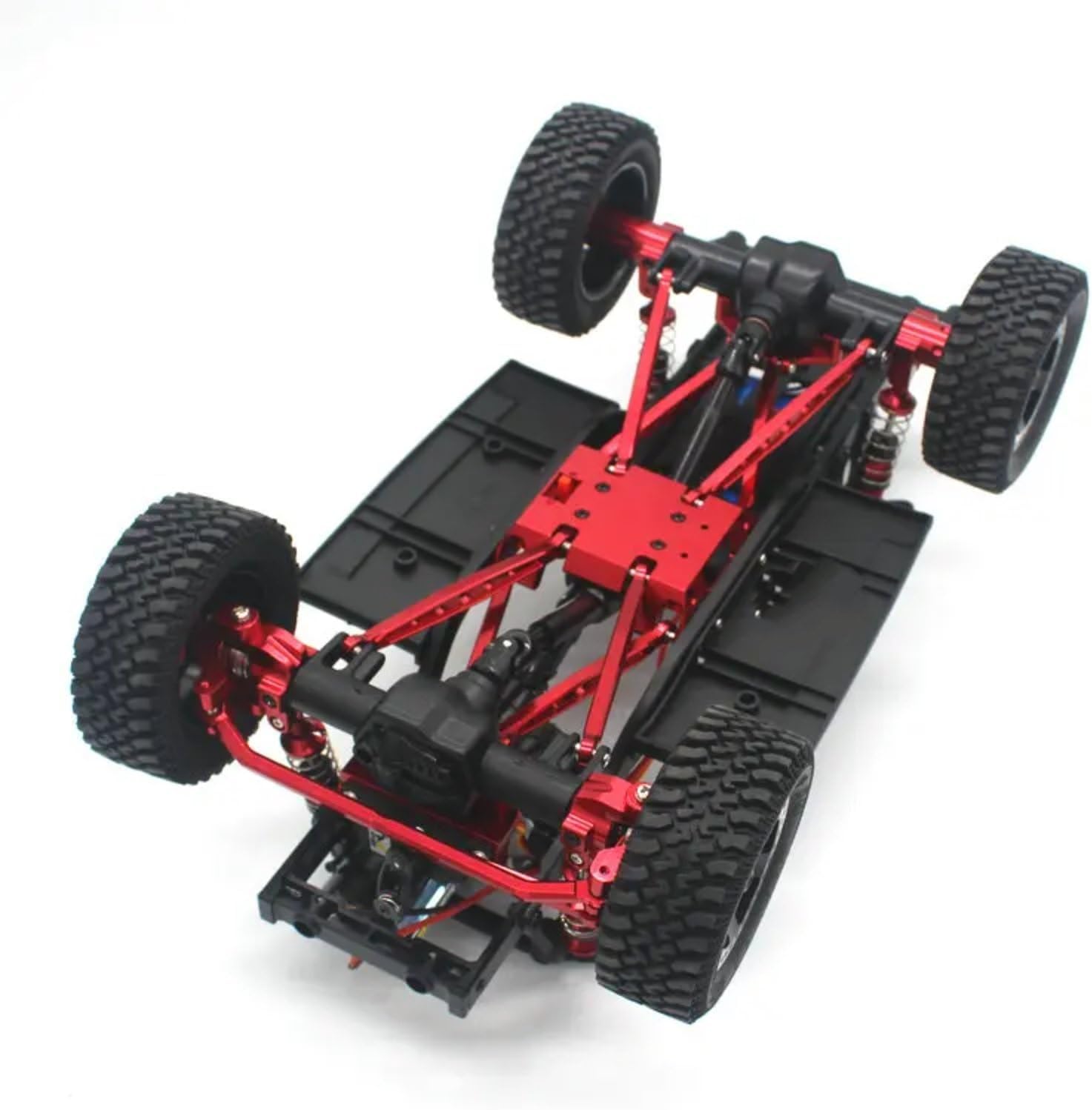 RC Parts for MN128 MN86S RC Remote Control Car Metal Upgrade Accessories Front and Rear Pull Rods Modification Accessories(Red)
