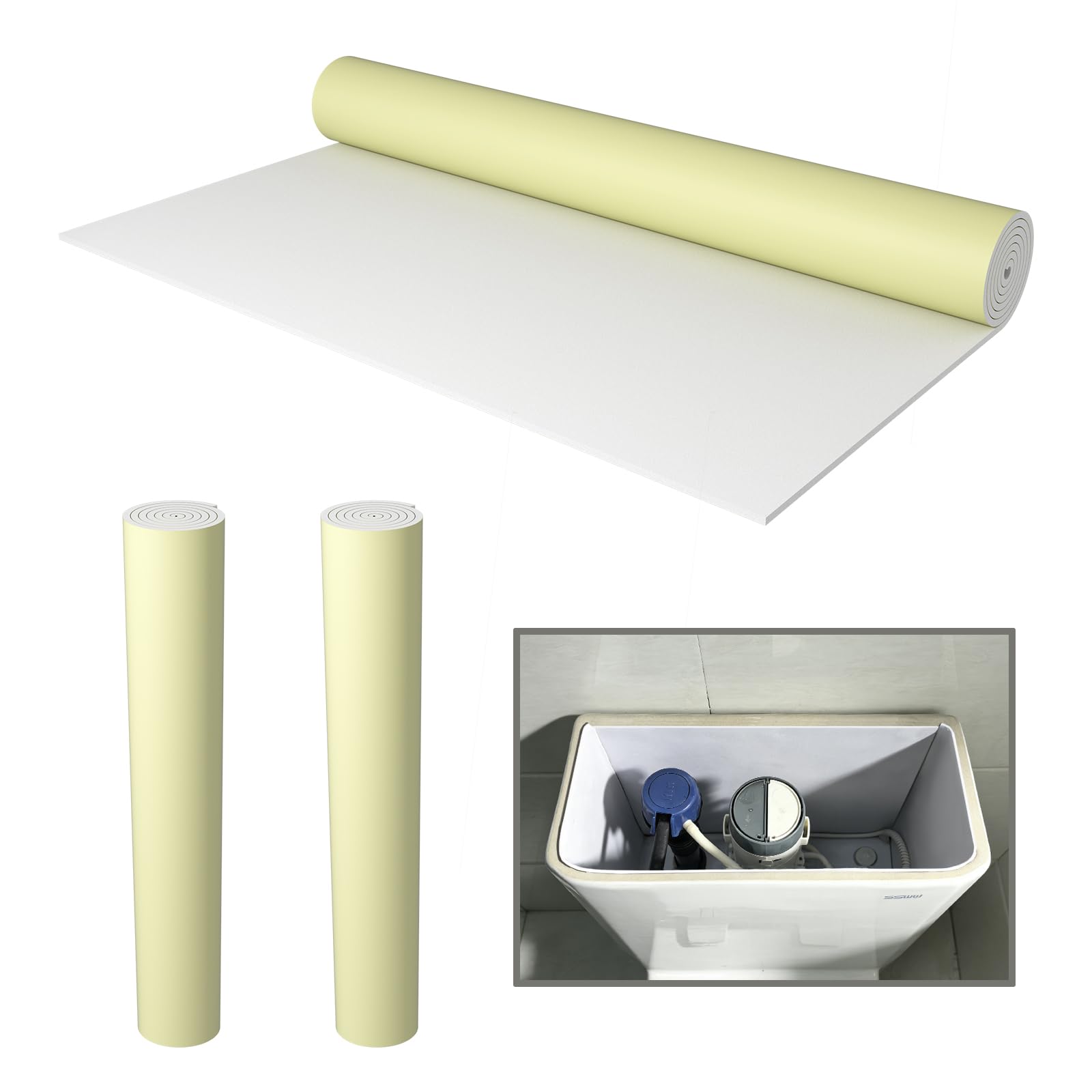 TAITONGGO Toilet Cistern Condensation Liner,self-Adhesive Toilet Cistern Insulation Liner kit,Insulated Liners for Stopping cisterns Condensation(2pcs-16x40inch)