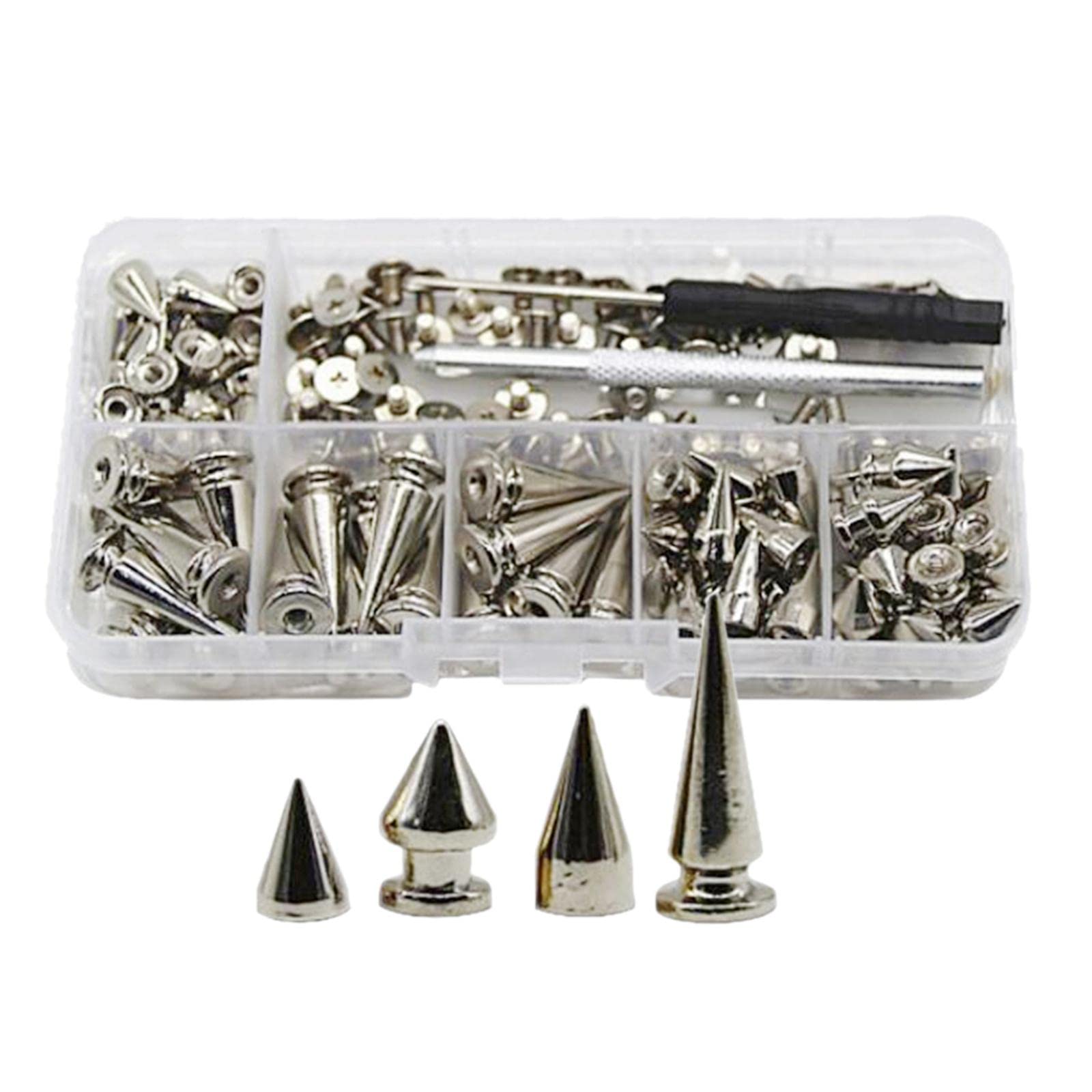 MERISHOPP 80 Pieces Zinc Alloy Cone Spikes Punk Rivets Stud Screw for Bag Craft Jacket