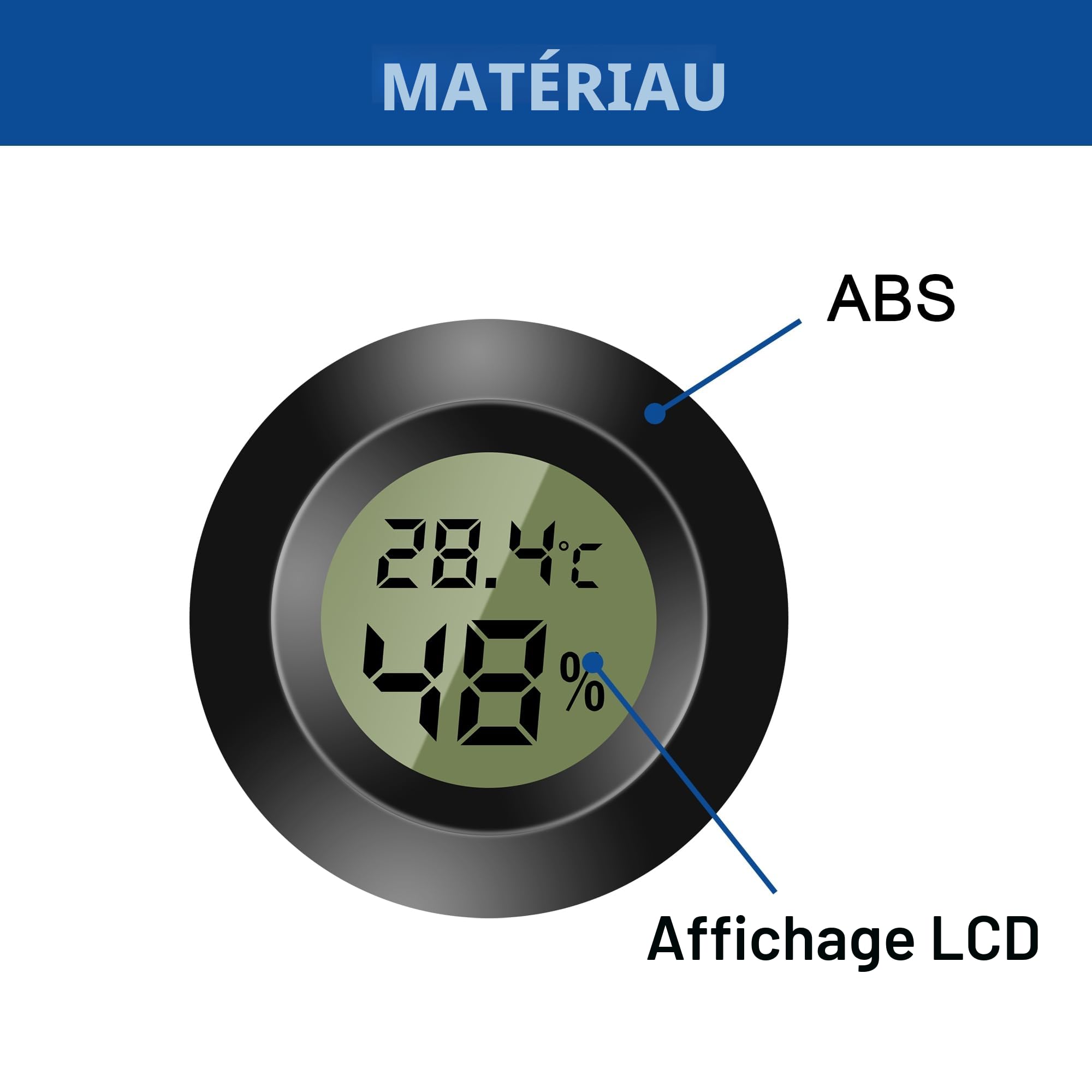Lot de 3 mini thermomètres numériques - Moniteur de température et d'humidité - Hygromètre - Pour chambre d'enfant, incubateur de guitare, reptiles, serres de voiture - Noir