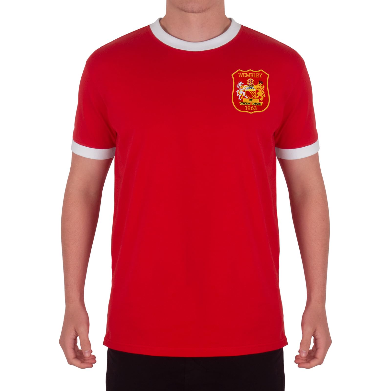 fan originals United Wembley 1963 Crest Mens T-Shirt Crew Neck Red Medium