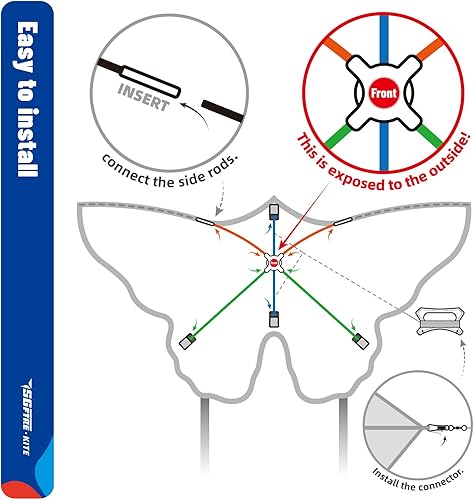 Miniatura 10 de SGftre Coloridas cometas de mariposa fáciles de volar, enorme cometa para niños y adultos, cometa de playa para actividades familiares al aire libre